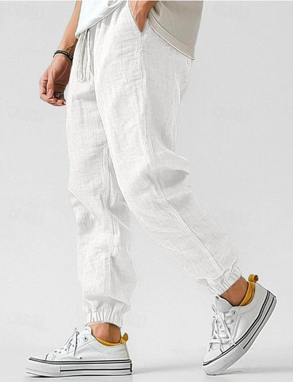 Lino Men’s Jogger Trousers featuring a relaxed fit and tapered ankles, perfect for casual wear and comfortable styling. 3