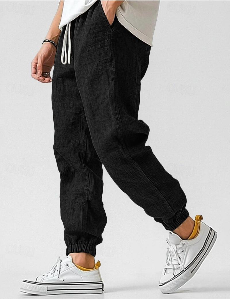 Lino Men’s Jogger Trousers featuring a relaxed fit and tapered ankles, perfect for casual wear and comfortable styling. 5