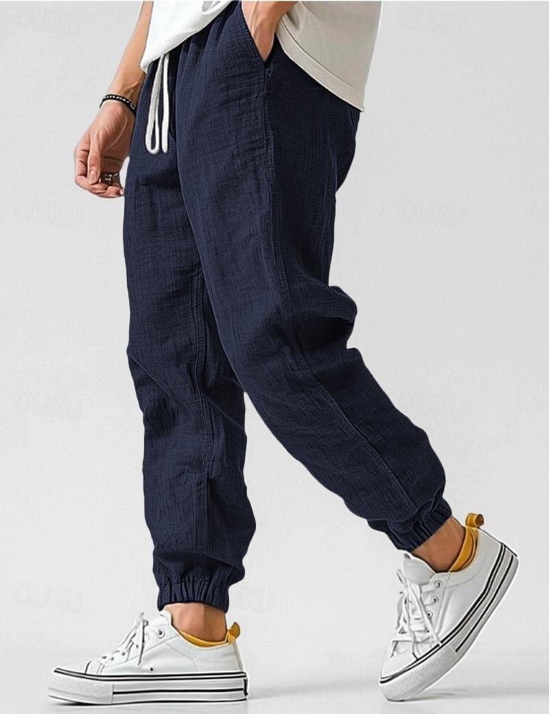 Lino Men’s Jogger Trousers featuring a relaxed fit and tapered ankles, perfect for casual wear and comfortable styling. 6