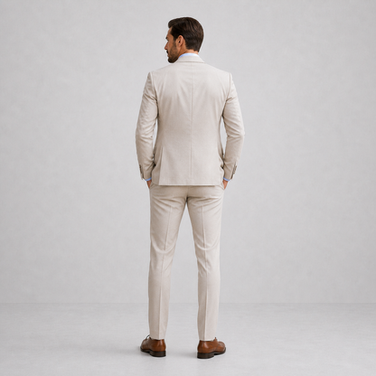Lino Men's Three-Piece Suit featuring a Notch Lapel Blazer, ideal for formal events, showcasing a sophisticated design and tailored fit. 3