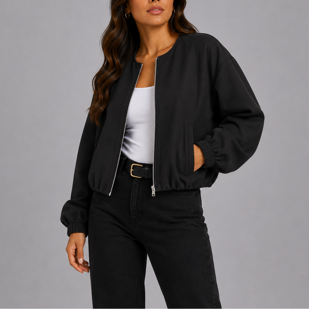 Liora Women's Lightweight Bomber Jacket in relaxed fit, perfect for casual outings and stylish layering. 1