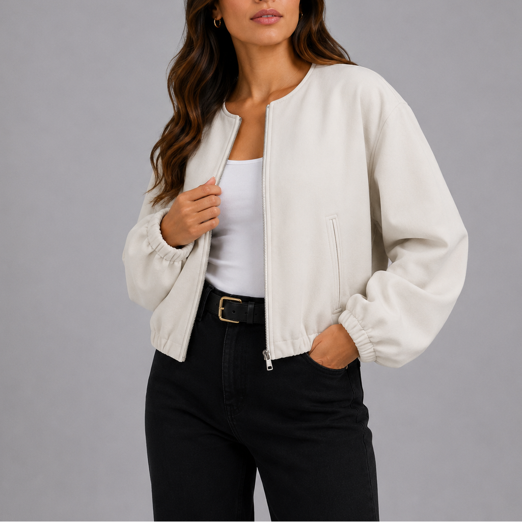 Liora Women's Lightweight Bomber Jacket in relaxed fit, perfect for casual outings and stylish layering. 2