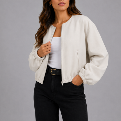 Liora Women's Lightweight Bomber Jacket in relaxed fit, perfect for casual outings and stylish layering. 2
