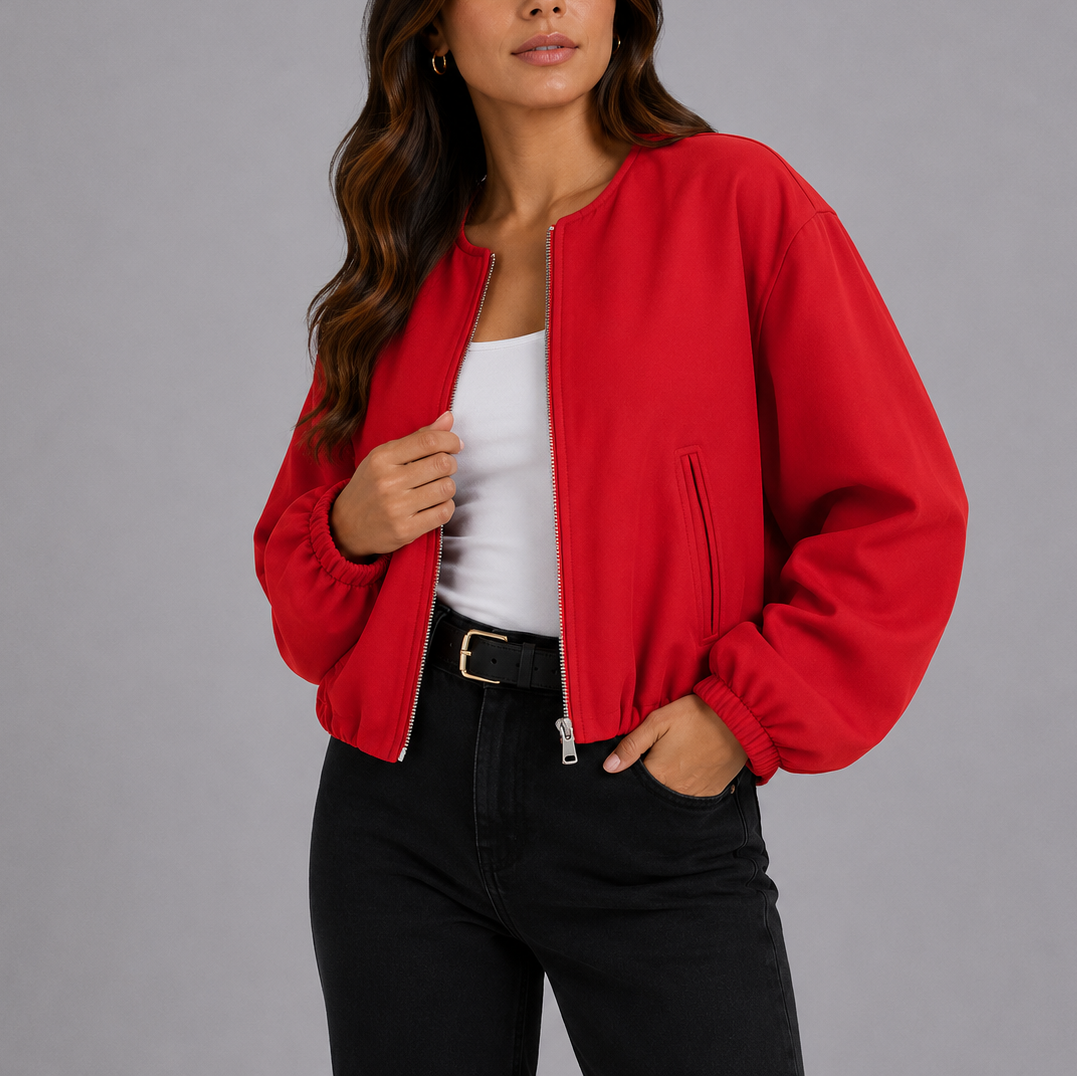 Liora Women's Lightweight Bomber Jacket in relaxed fit, perfect for casual outings and stylish layering. 4