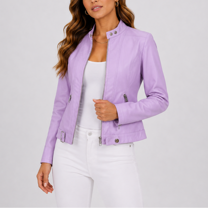Liora Women's Vegan Leather Jacket in classic cut, stylish design with a sleek fit, perfect for versatile fashion choices. 1