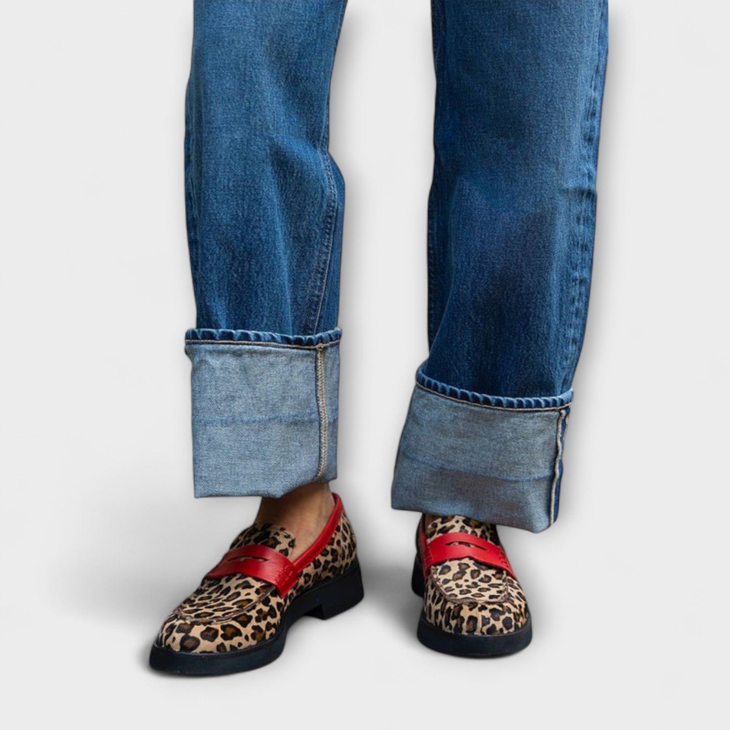 Liora Women’s Loafers featuring a stylish round-toe design and trendy leopard-print pattern, perfect for casual and chic outfits. 0