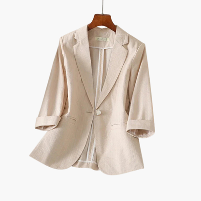 Luna Women’s Blazer featuring stylish roll-up sleeves and notched lapels, perfect for a chic and professional look. 3