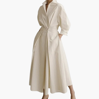 Luna Women’s Dress featuring a stylish button front and a defined waist detail, perfect for any occasion. 0