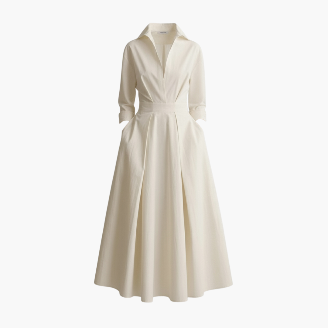 Luna Women’s Dress featuring a stylish button front and a defined waist detail, perfect for any occasion. 1