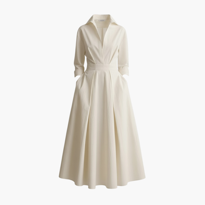 Luna Women’s Dress featuring a stylish button front and a defined waist detail, perfect for any occasion. 1