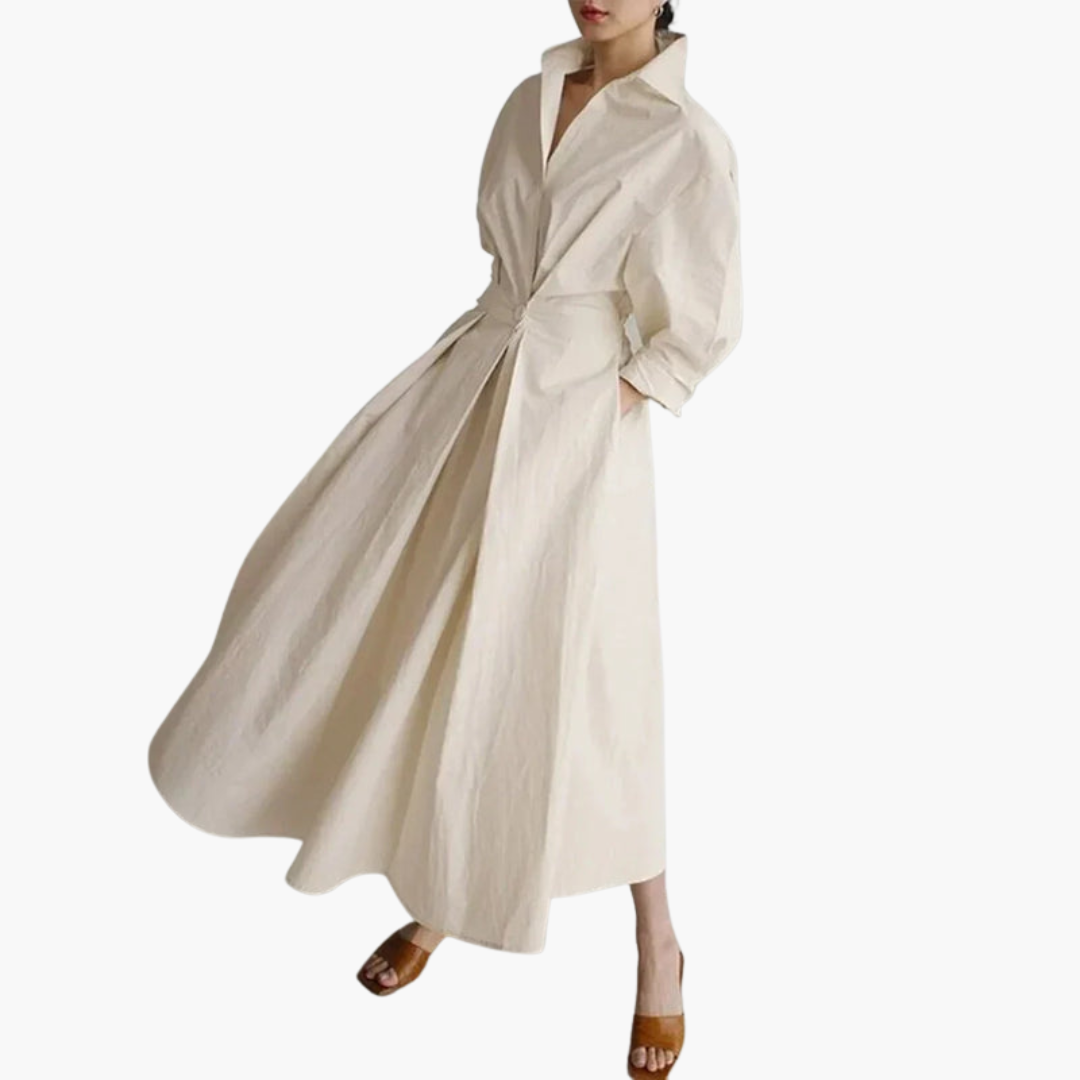 Luna Women’s Dress featuring a stylish button front and a defined waist detail, perfect for any occasion. 2