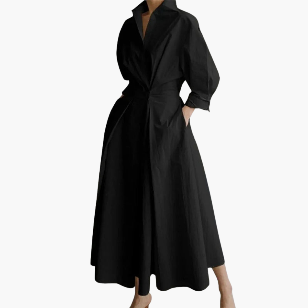 Luna Women’s Dress featuring a stylish button front and a defined waist detail, perfect for any occasion. 3