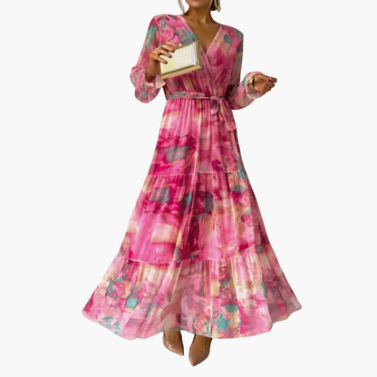 Luna Women’s Maxi Dress featuring long sleeves and a relaxed fit, perfect for summer fashion. 0