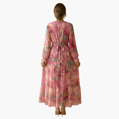 Luna Women’s Maxi Dress featuring long sleeves and a relaxed fit, perfect for summer fashion. 4