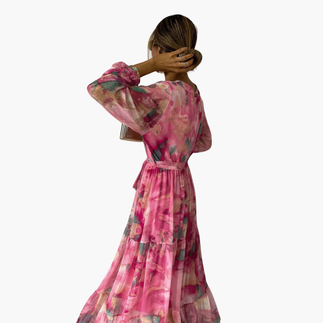 Luna Women’s Maxi Dress featuring long sleeves and a relaxed fit, perfect for summer fashion. 8