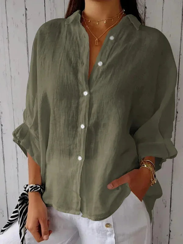 Luna Women’s Shirt featuring a breathable cotton-linen blend and lightweight design, perfect for warm weather and casual outings. 0