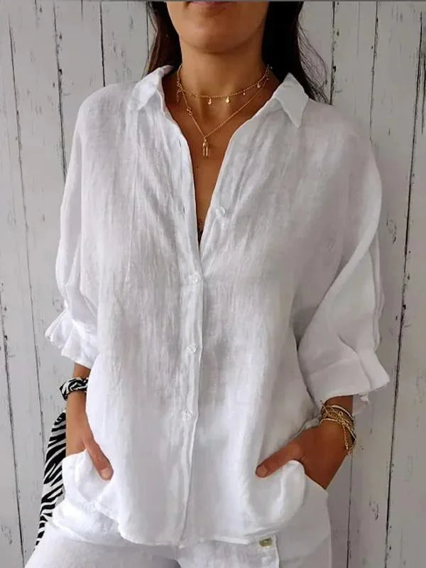 Luna Women’s Shirt featuring a breathable cotton-linen blend and lightweight design, perfect for warm weather and casual outings. 1