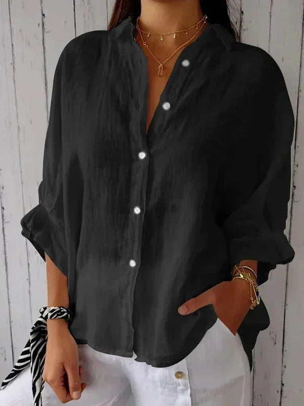 Luna Women’s Shirt featuring a breathable cotton-linen blend and lightweight design, perfect for warm weather and casual outings. 4