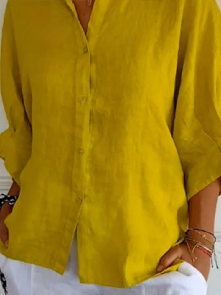Luna Women’s Shirt featuring a breathable cotton-linen blend and lightweight design, perfect for warm weather and casual outings. 5