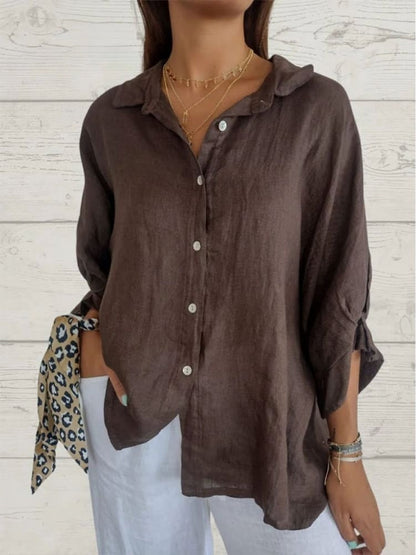 Luna Women’s Shirt featuring a breathable cotton-linen blend and lightweight design, perfect for warm weather and casual outings. 8