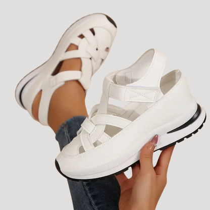 Alt text: Luna Women’s Walking Sandals featuring adjustable Velcro straps for a custom fit, designed for comfort and support during outdoor activities. 2
