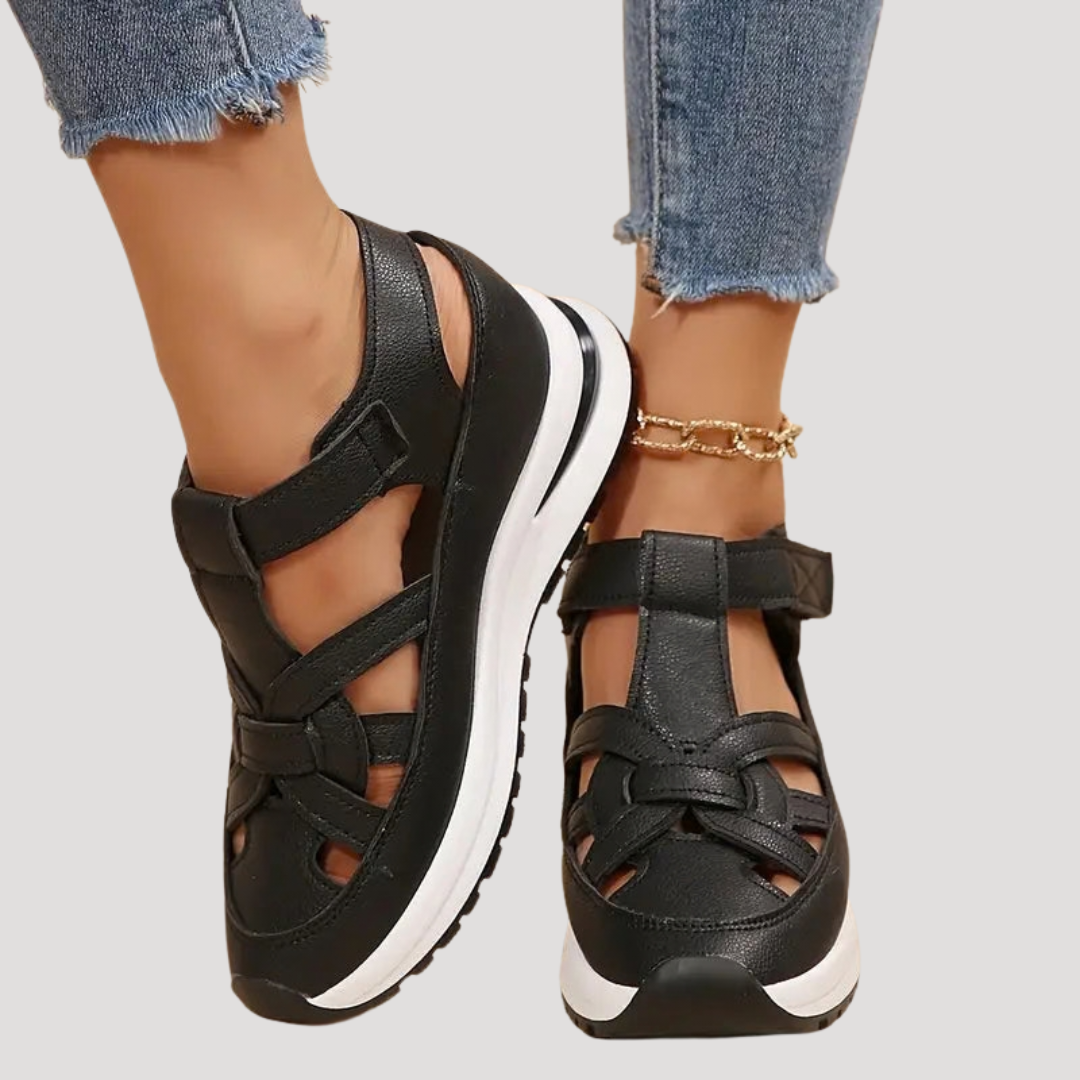 Alt text: Luna Women’s Walking Sandals featuring adjustable Velcro straps for a custom fit, designed for comfort and support during outdoor activities. 3