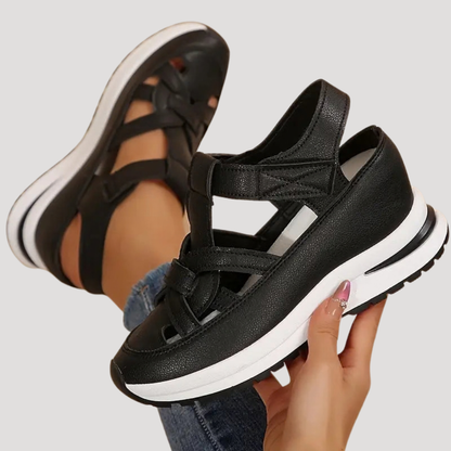 Alt text: Luna Women’s Walking Sandals featuring adjustable Velcro straps for a custom fit, designed for comfort and support during outdoor activities. 5