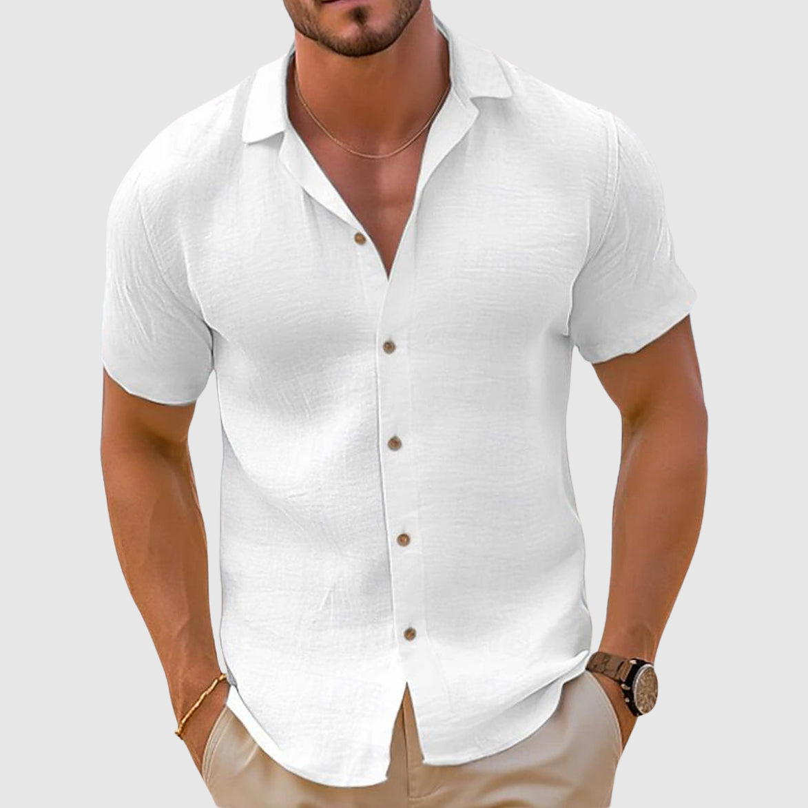 Luxe men's shirt featuring a classic collar and relaxed fit, perfect for stylish and comfortable everyday wear. 2