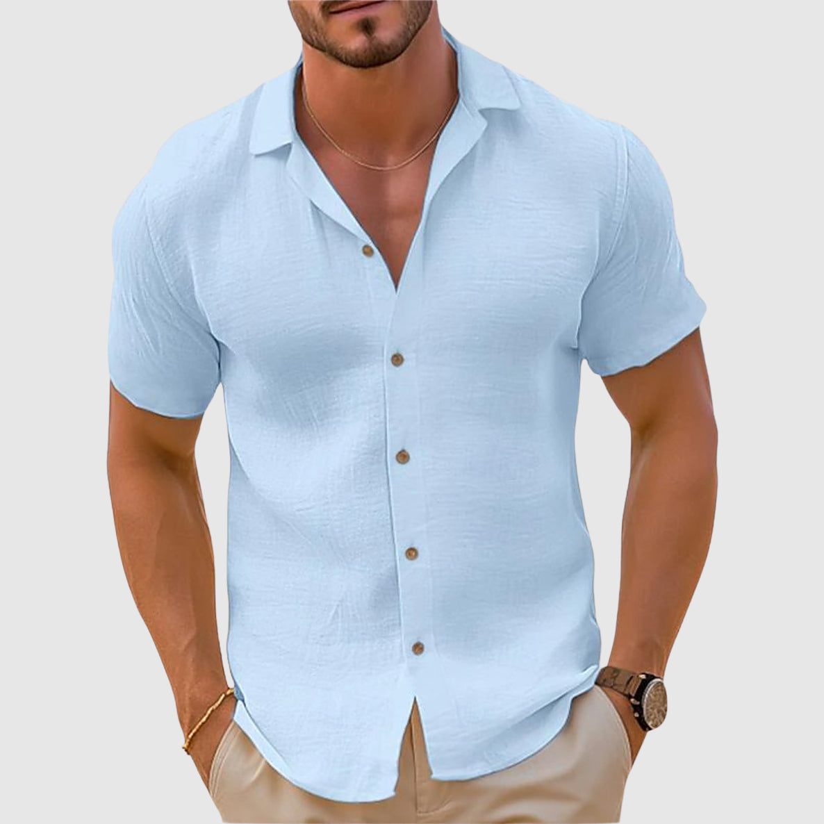 Luxe men's shirt featuring a classic collar and relaxed fit, perfect for stylish and comfortable everyday wear. 3