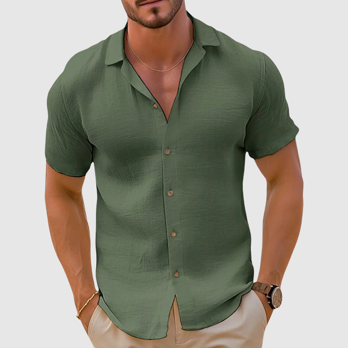 Luxe men's shirt featuring a classic collar and relaxed fit, perfect for stylish and comfortable everyday wear. 4