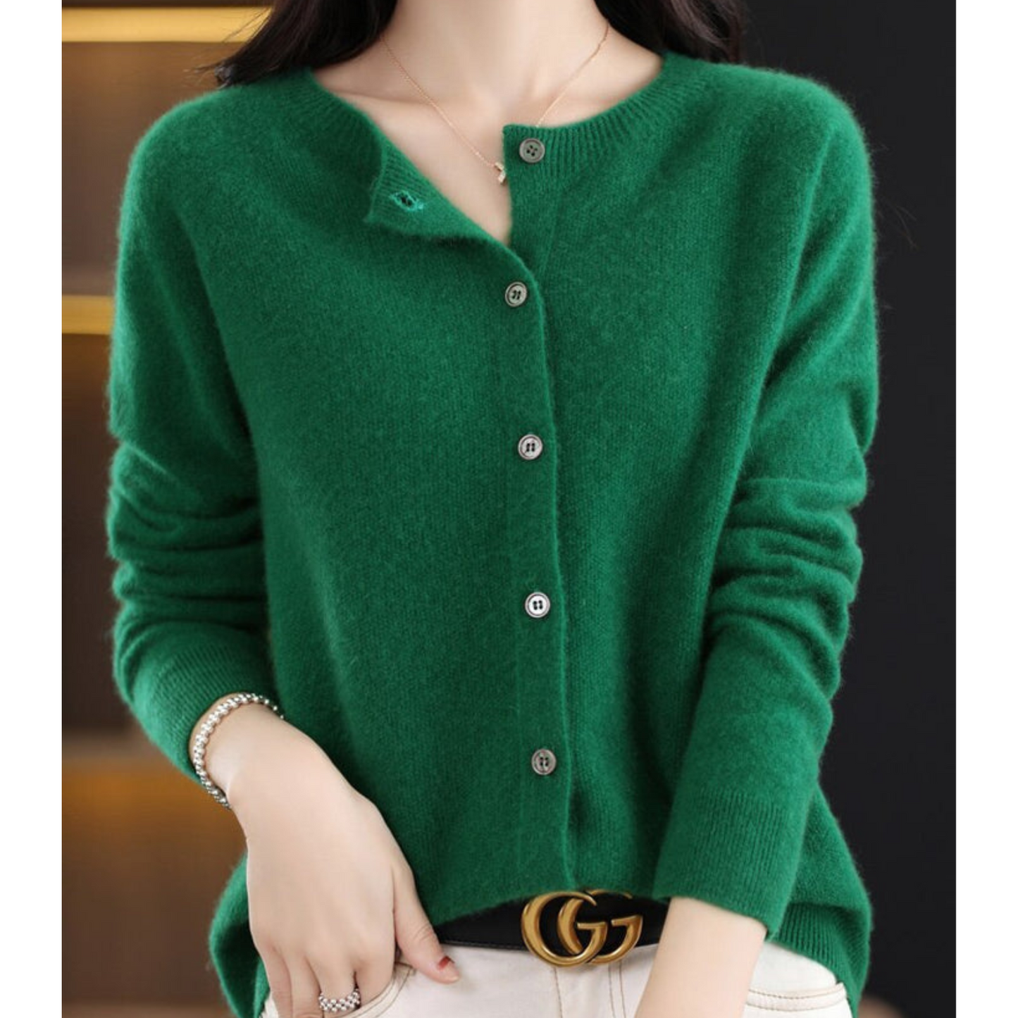 Luxe women's cardigan featuring an elegant O-neck design and full button closure, perfect for achieving effortless style in any season. 13