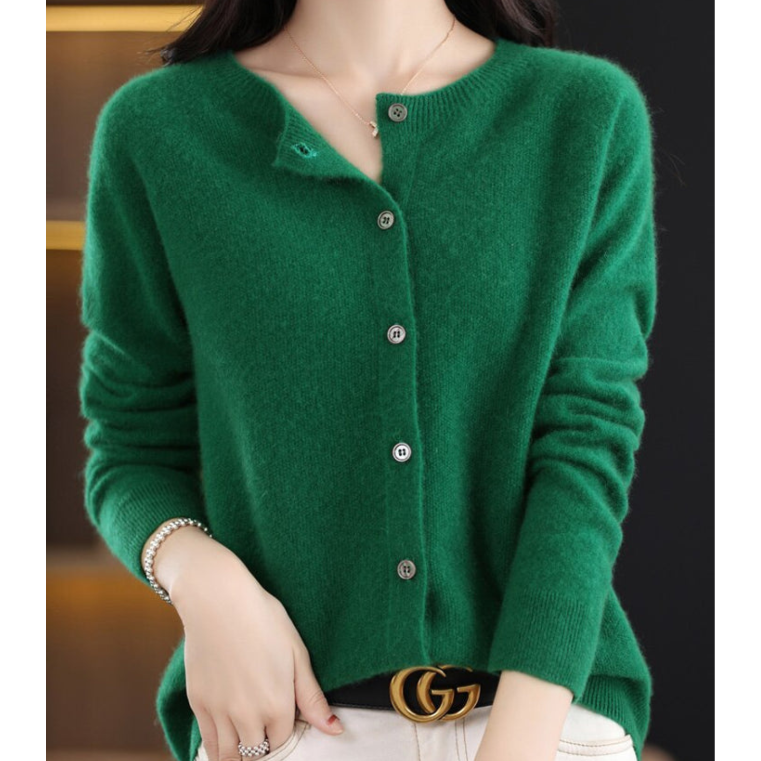 Luxe women's cardigan featuring an elegant O-neck design and full button closure, perfect for achieving effortless style in any season. 13