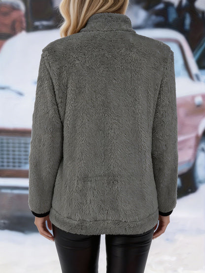 Mabel Women's Zip-Up Jacket featuring soft plush fabric for warm comfort, ideal for casual outings and chilly days. 4