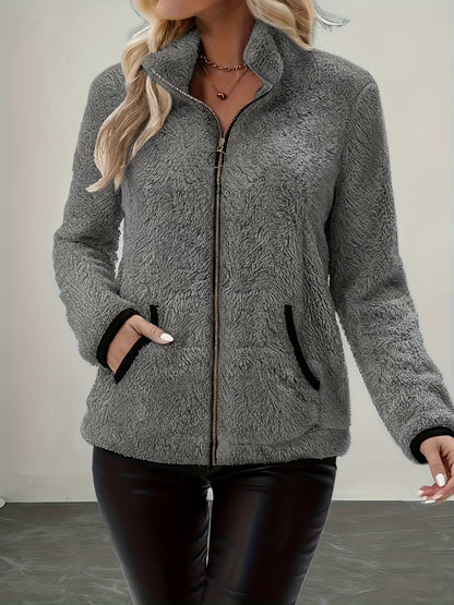 Mabel Women's Zip-Up Jacket featuring soft plush fabric for warm comfort, ideal for casual outings and chilly days. 6