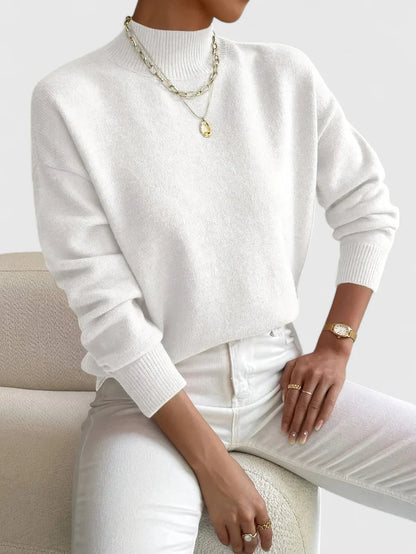 Marchelina Women’s Roll Neck Jumper featuring an elegant collar and a comfortable fit, perfect for stylish layering in any season. 0