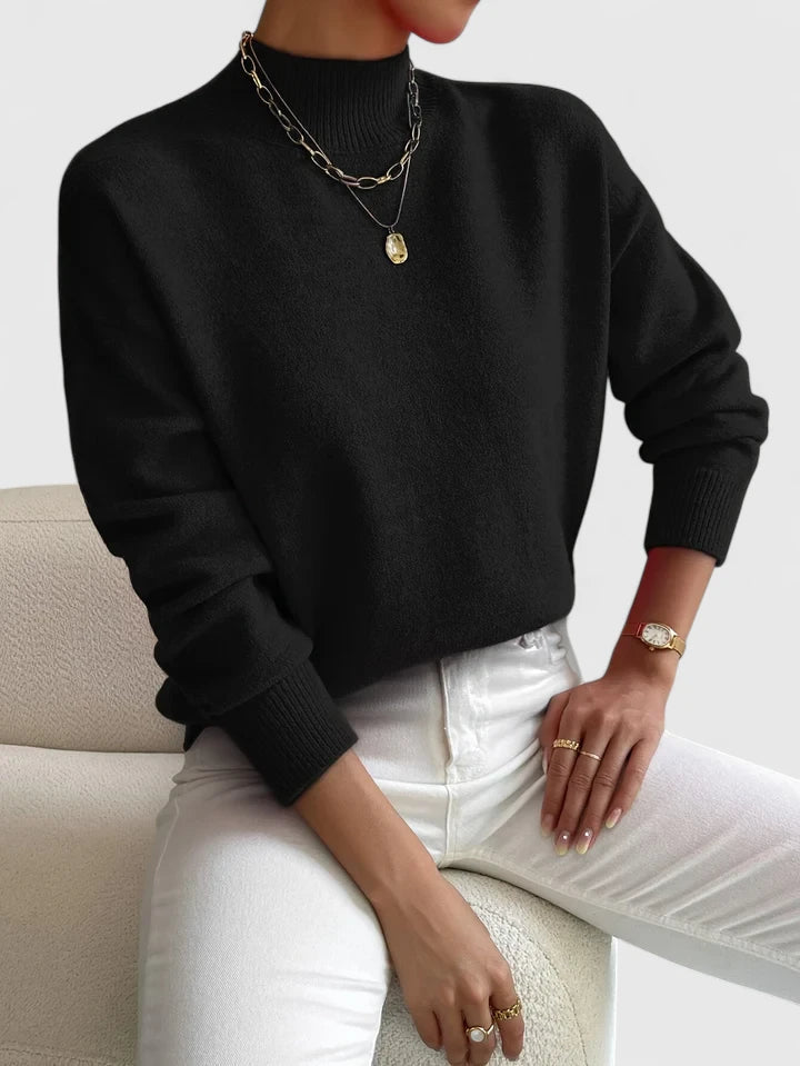 Marchelina Women’s Roll Neck Jumper featuring an elegant collar and a comfortable fit, perfect for stylish layering in any season. 1