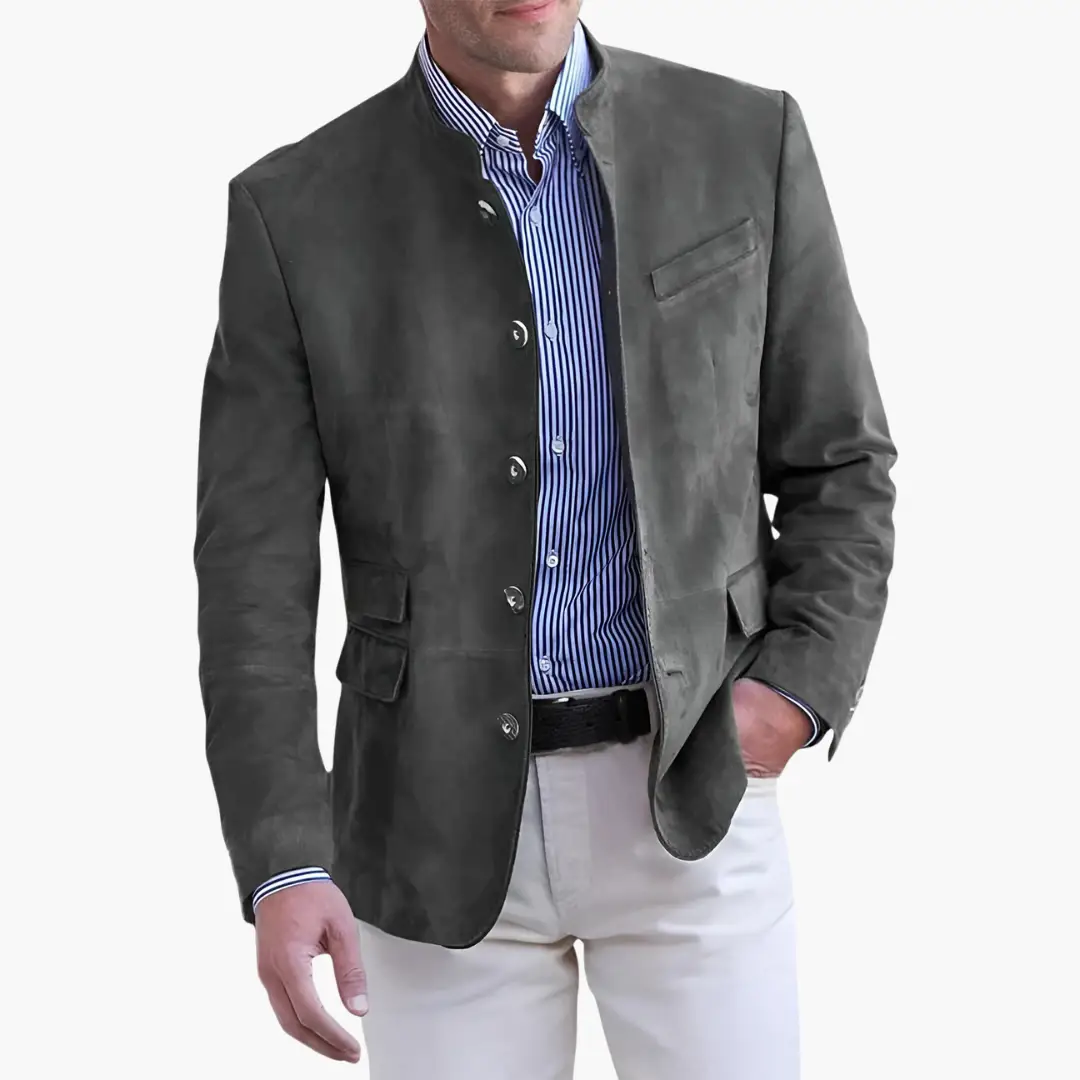 Maverick Men's Jacket featuring a stylish button closure and a textured finish, perfect for casual and semi-formal occasions. 1