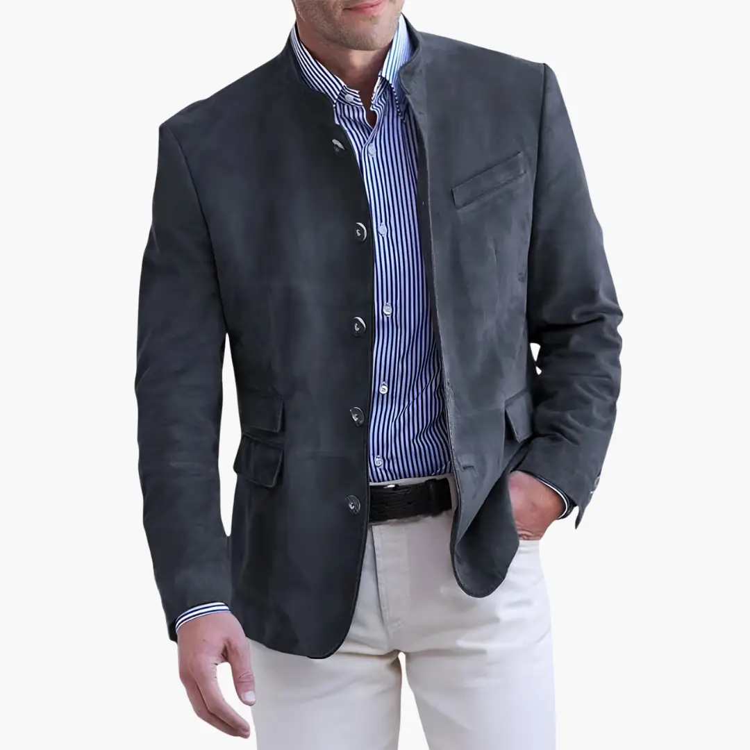 Maverick Men's Jacket featuring a stylish button closure and a textured finish, perfect for casual and semi-formal occasions. 3