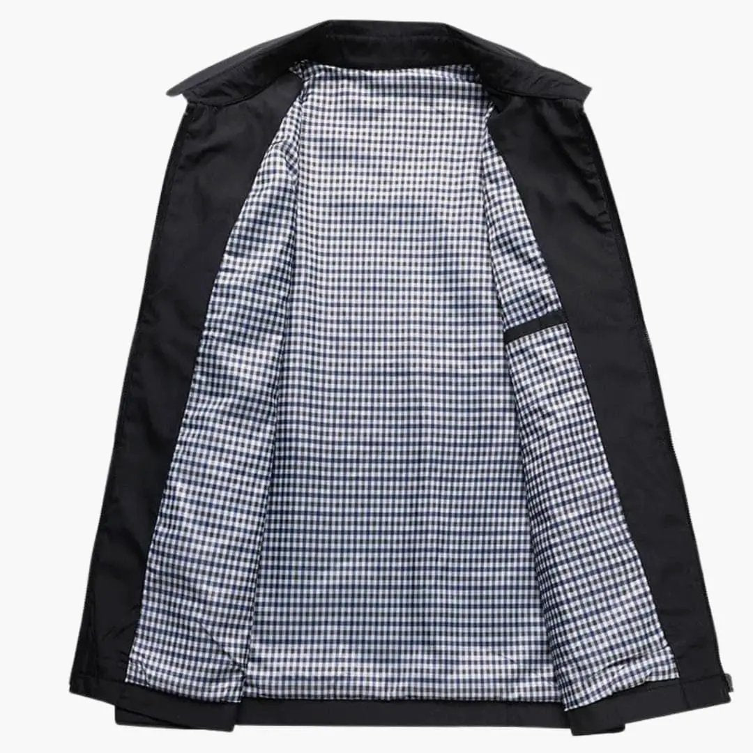 Maverick Men's Jacket featuring a classic shirt collar and stylish checked lining, perfect for adding a touch of sophistication to any outfit. 2