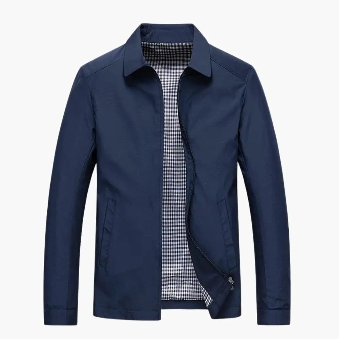 Maverick Men's Jacket featuring a classic shirt collar and stylish checked lining, perfect for adding a touch of sophistication to any outfit. 3