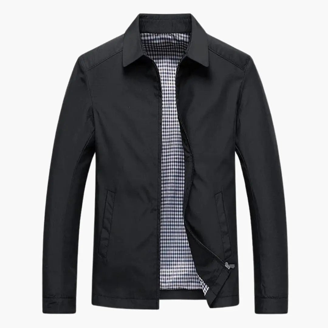 Maverick Men's Jacket featuring a classic shirt collar and convenient zipper closure, perfect for stylish layering in any season. 0