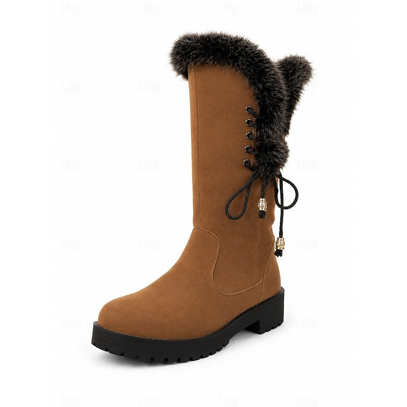 Meredith Women's Knee-High Winter Boots featuring a stylish fur trim, designed for warmth and comfort in cold weather. 4