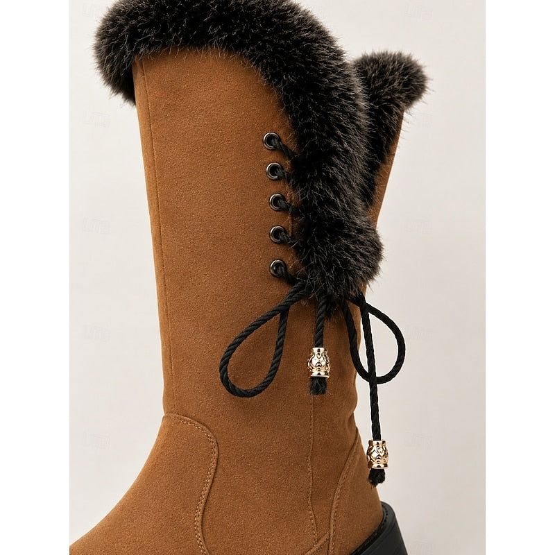 Meredith Women's Knee-High Winter Boots featuring a stylish fur trim, designed for warmth and comfort in cold weather. 5