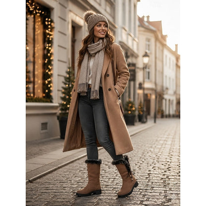 Meredith Women's Knee-High Winter Boots featuring a stylish fur trim, designed for warmth and comfort in cold weather. 8