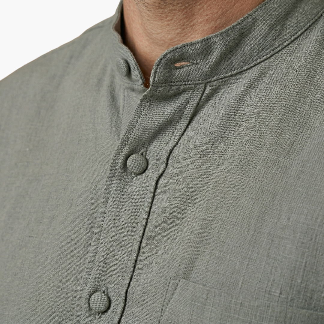 Milo Men's Summer Set featuring comfortable drawstring pants and a stylish long sleeve shirt, perfect for warm weather attire. 5