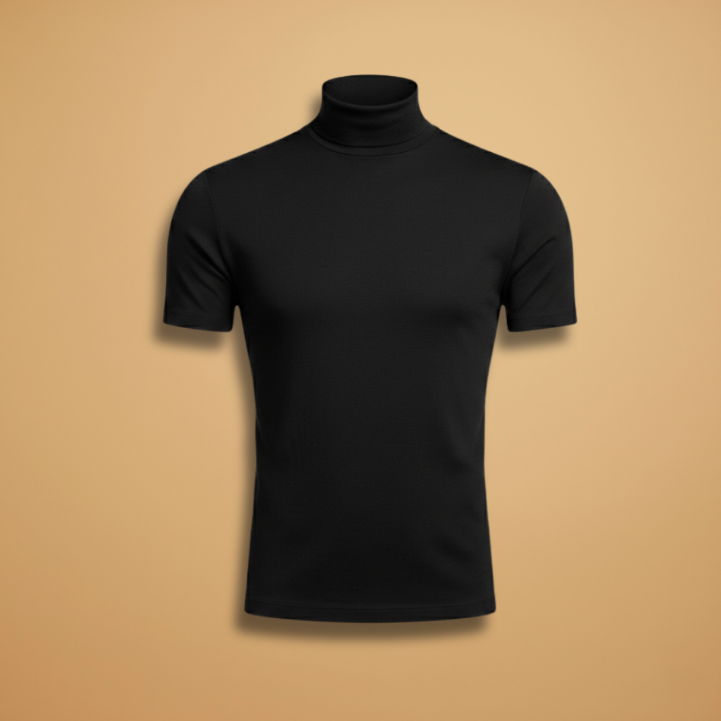 Milo Men's Slim Fit T-Shirt featuring a stylish roll neck design, perfect for a modern and comfortable look. 1