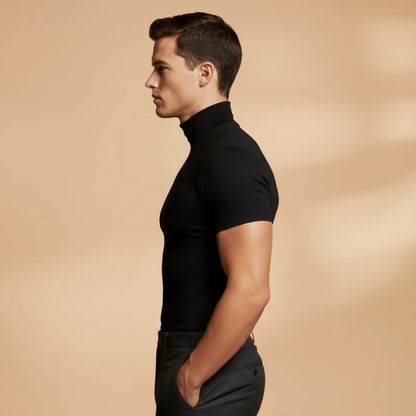 Milo Men's Slim Fit T-Shirt featuring a stylish roll neck design, perfect for a modern and comfortable look. 3