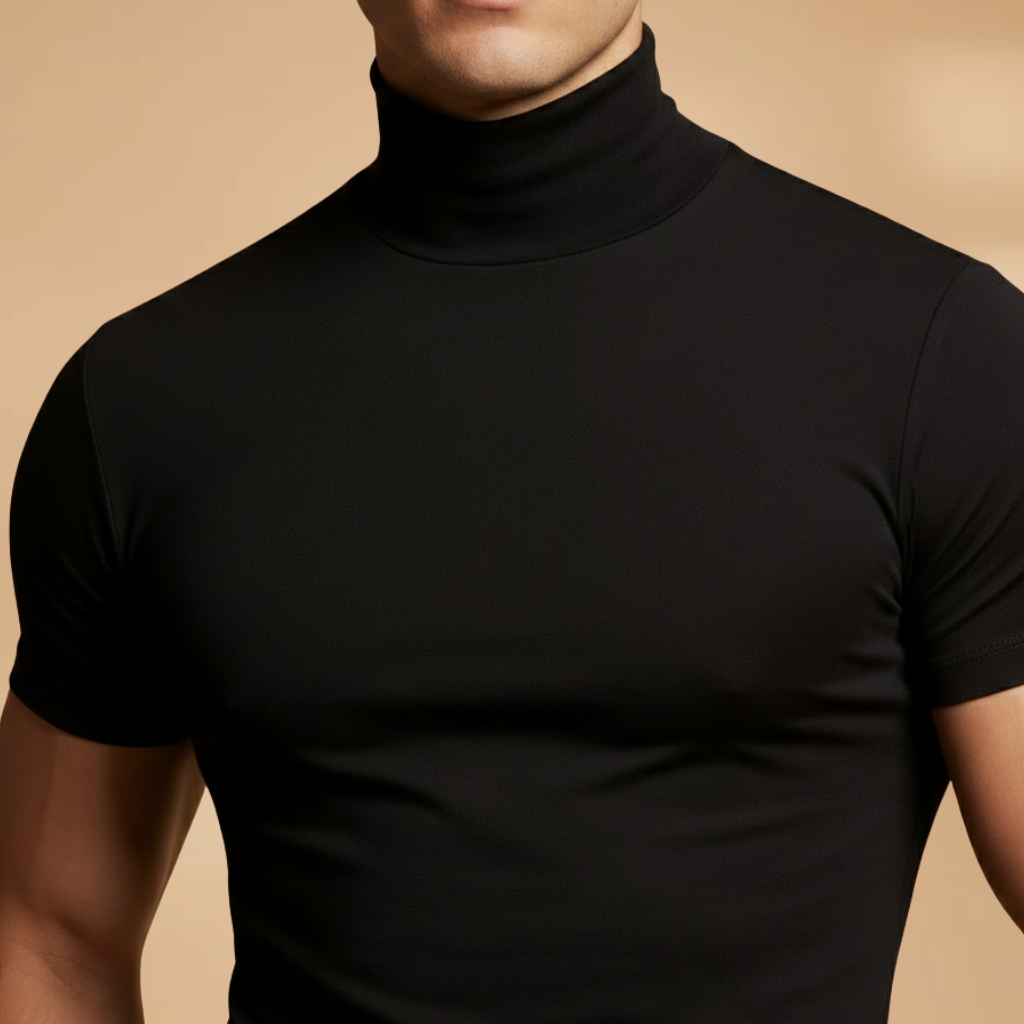 Milo Men's Slim Fit T-Shirt featuring a stylish roll neck design, perfect for a modern and comfortable look. 5