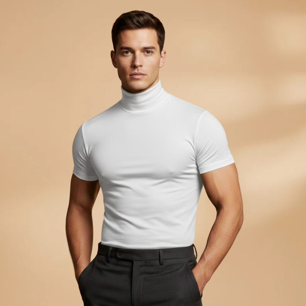 Milo Men's Slim Fit T-Shirt featuring a stylish roll neck design, perfect for a modern and comfortable look. 7