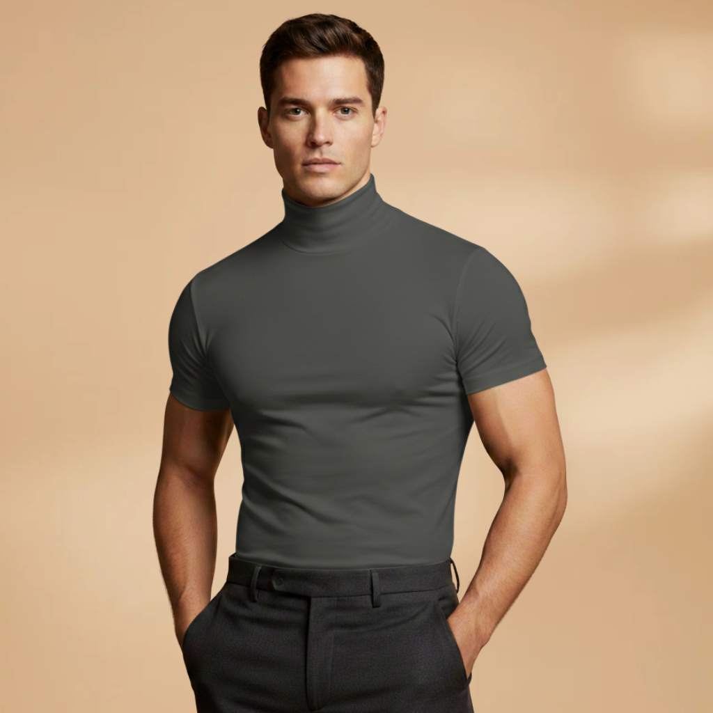 Milo Men's Slim Fit T-Shirt featuring a stylish roll neck design, perfect for a modern and comfortable look. 8